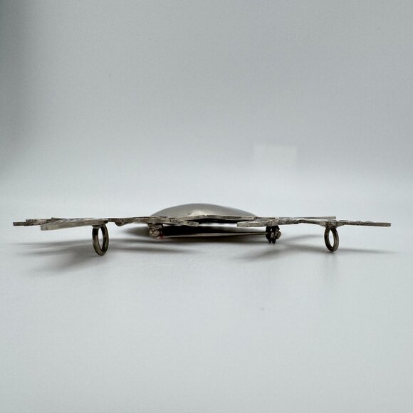 Bird Bow Oval Brooch Pin Pendant Vintage Silver-Toned Silver Plate? - Picture 8 of 10